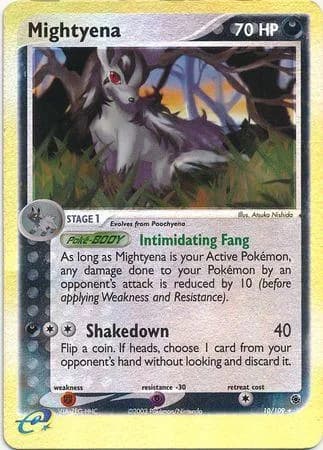 Mightyena reverse holo card front, EX Ruby & Sapphire 10/109