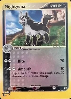 Mightyena reverse holo card front, EX Ruby & Sapphire 42/109
