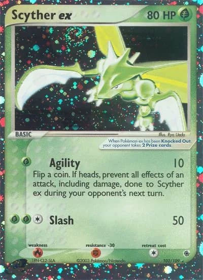 Scyther ex card front, EX Ruby & Sapphire 102/109