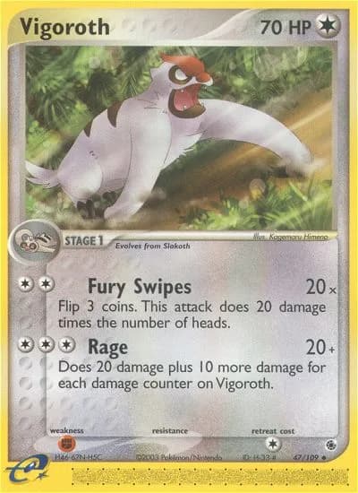 Vigoroth card front, EX Ruby & Sapphire 47/109
