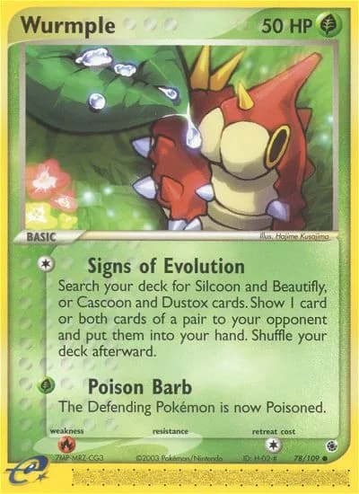 Wurmple card front, EX Ruby & Sapphire 78/109