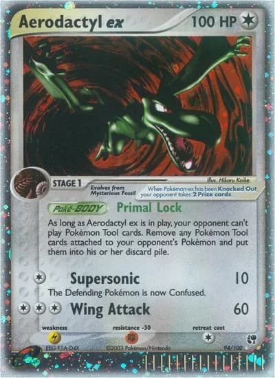 Aerodactyl ex card front, EX Sandstorm 94/100