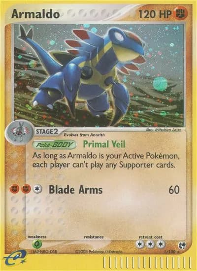 Armaldo card front, EX Sandstorm 1/100