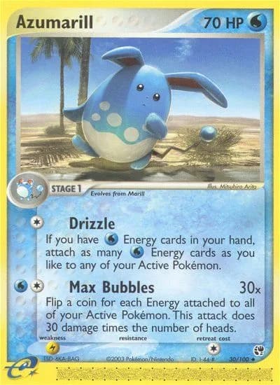 Azumarill card front, EX Sandstorm 30/100