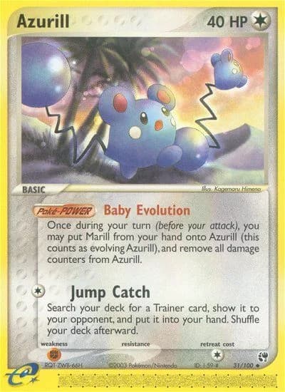 Azurill card front, EX Sandstorm 31/100