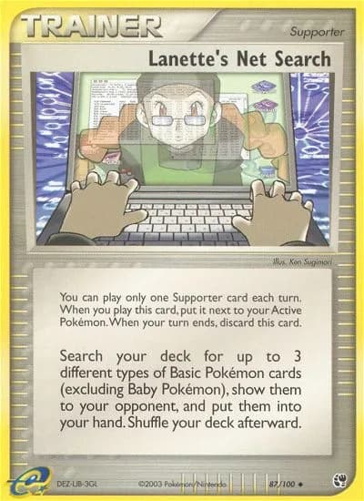 Lanette's Net Search card front, EX Sandstorm 87/100