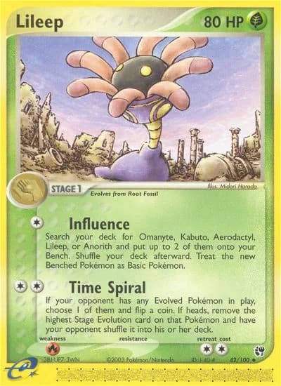 Lileep card front, EX Sandstorm 42/100