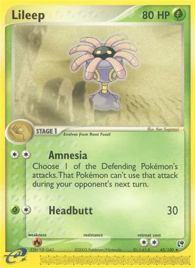 Lileep card front, EX Sandstorm 43/100