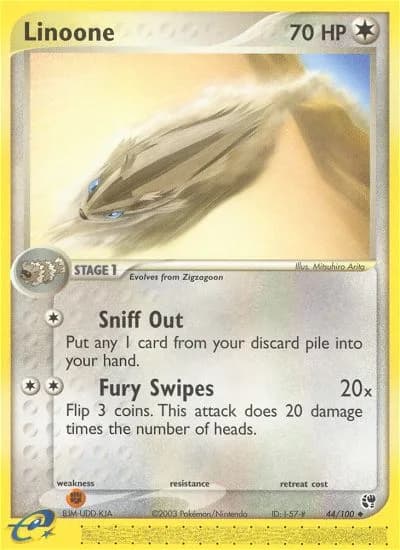 Linoone card front, EX Sandstorm 44/100