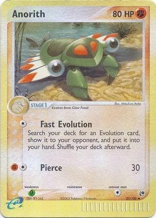Anorith reverse holo card front, EX Sandstorm 27/100