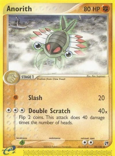 Anorith reverse holo card front, EX Sandstorm 28/100