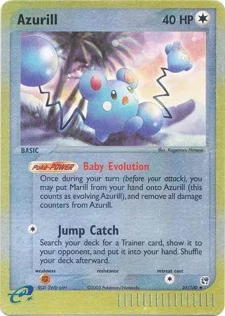Azurill reverse holo card front, EX Sandstorm 31/100
