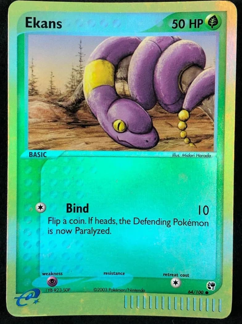 Ekans reverse holo card front, EX Sandstorm 64/100