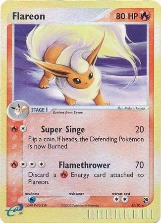 Flareon reverse holo card front, EX Sandstorm 5/100