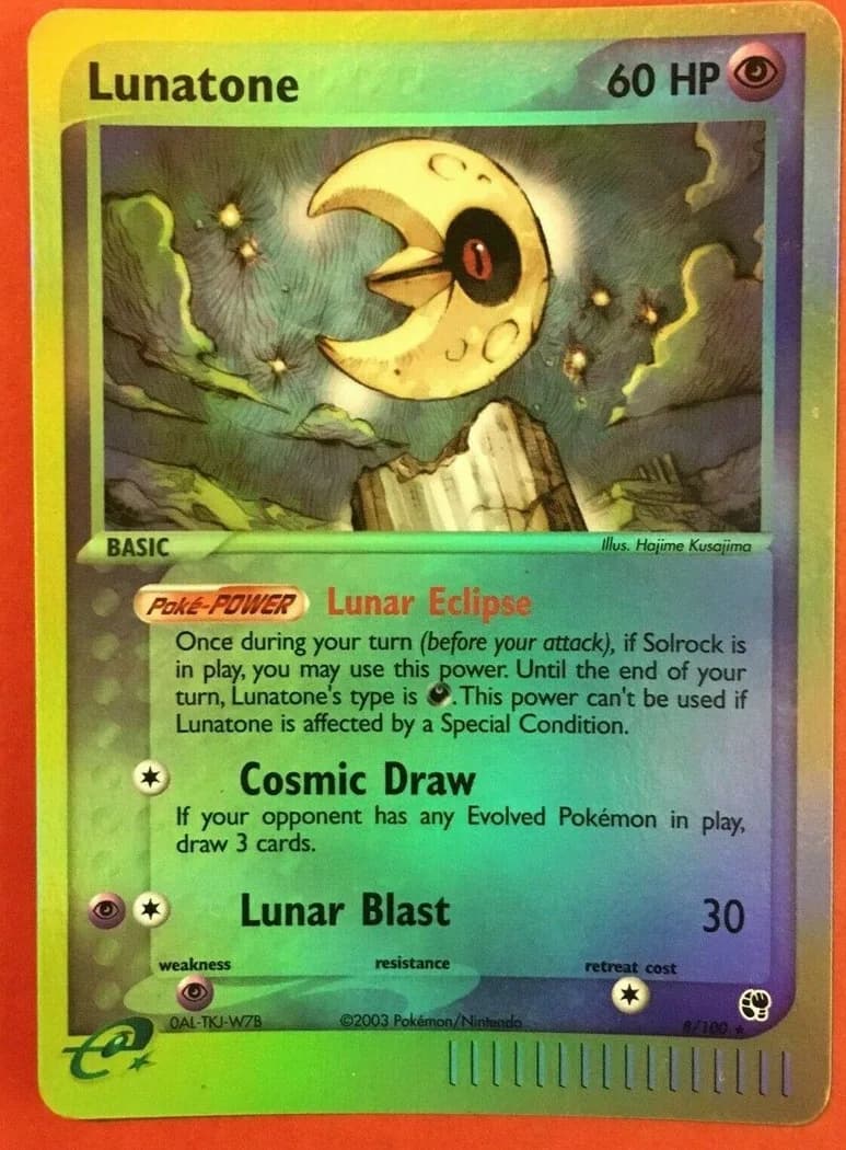 Lunatone reverse holo card front, EX Sandstorm 8/100