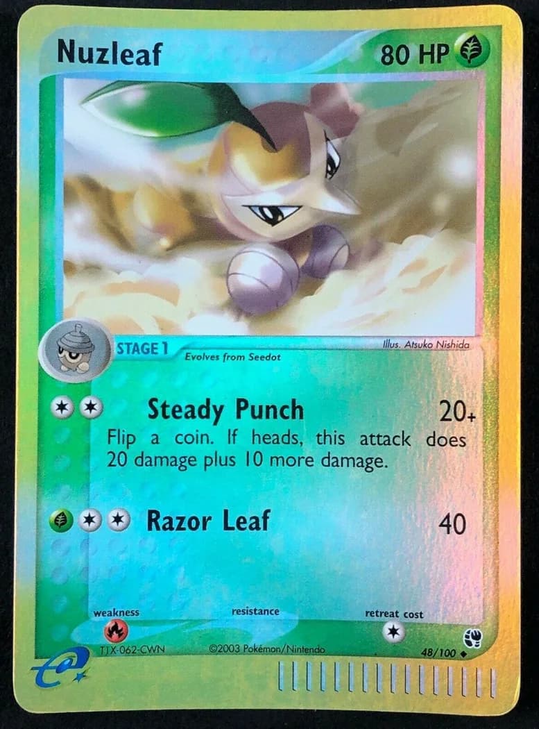 Nuzleaf reverse holo card front, EX Sandstorm 48/100