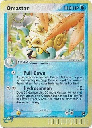 Omastar reverse holo card front, EX Sandstorm 19/100