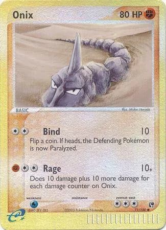 Onix reverse holo card front, EX Sandstorm 71/100