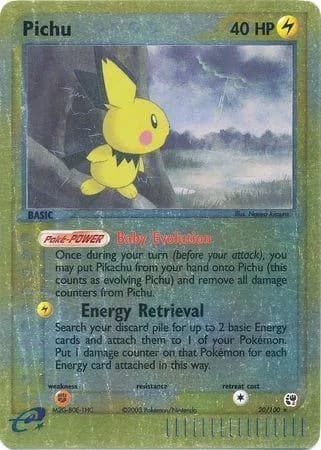 Pichu reverse holo card front, EX Sandstorm 20/100