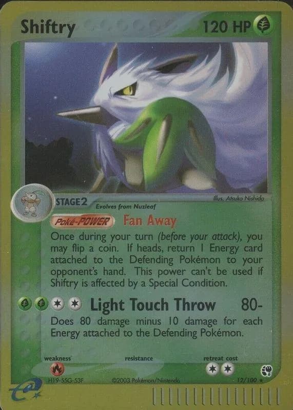 Shiftry reverse holo card front, EX Sandstorm 12/100