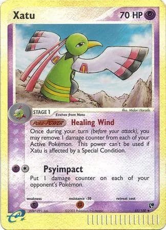 Xatu reverse holo card front, EX Sandstorm 55/100