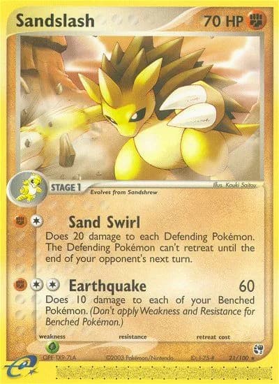 Sandslash card front, EX Sandstorm 21/100