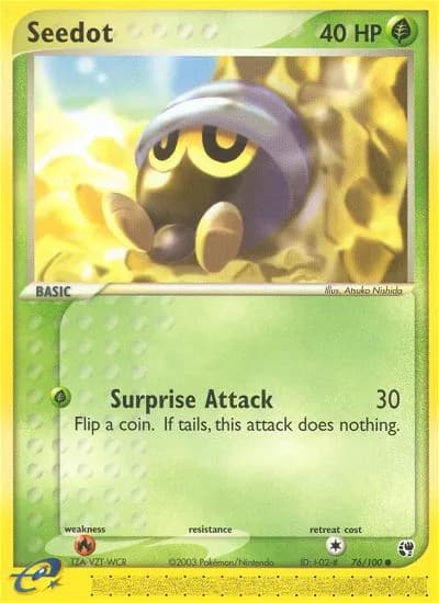 Seedot card front, EX Sandstorm 76/100