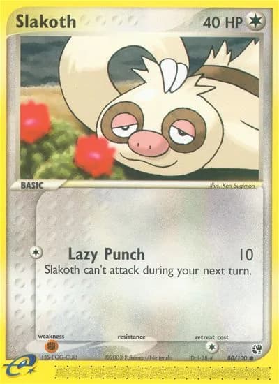 Slakoth card front, EX Sandstorm 80/100
