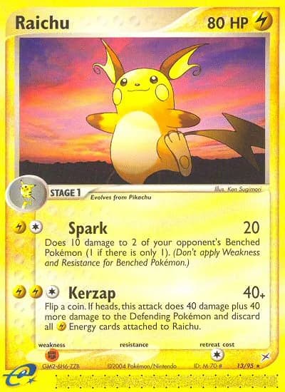 Raichu card front, EX Team Magma vs Team Aqua 13/95
