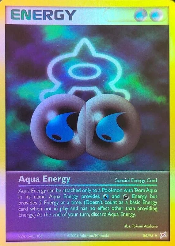 Aqua Energy reverse holo card front, EX Team Magma vs Team Aqua 86/95