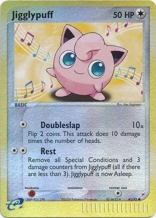 Jigglypuff reverse holo card front, EX Team Magma vs Team Aqua 41/95
