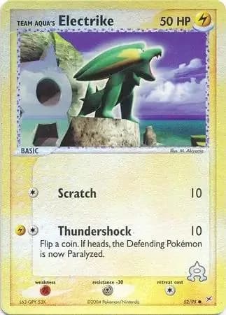 Team Aqua's Electrike reverse holo card front, EX Team Magma vs Team Aqua 52/95