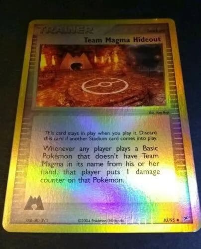 Team Magma Hideout reverse holo card front, EX Team Magma vs Team Aqua 83/95