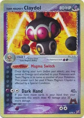 Team Magma's Claydol reverse holo card front, EX Team Magma vs Team Aqua 8/95