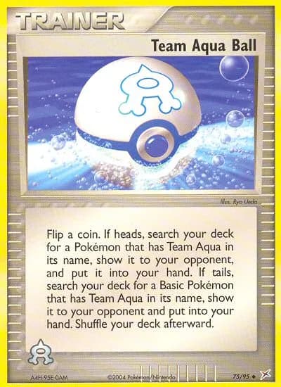 Team Aqua Ball card front, EX Team Magma vs Team Aqua 75/95
