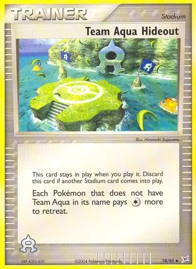Team Aqua Hideout card front, EX Team Magma vs Team Aqua 78/95