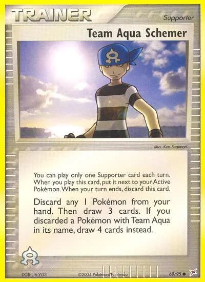 Team Aqua Schemer card front, EX Team Magma vs Team Aqua 69/95