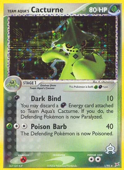 Team Aqua's Cacturne card front, EX Team Magma vs Team Aqua 1/95