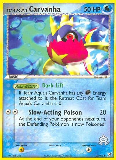 Team Aqua's Carvanha card front, EX Team Magma vs Team Aqua 25/95