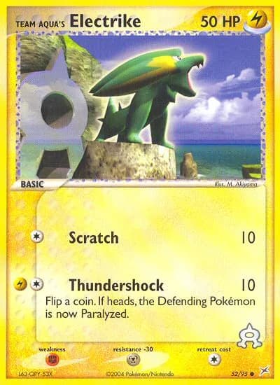 Team Aqua's Electrike card front, EX Team Magma vs Team Aqua 52/95