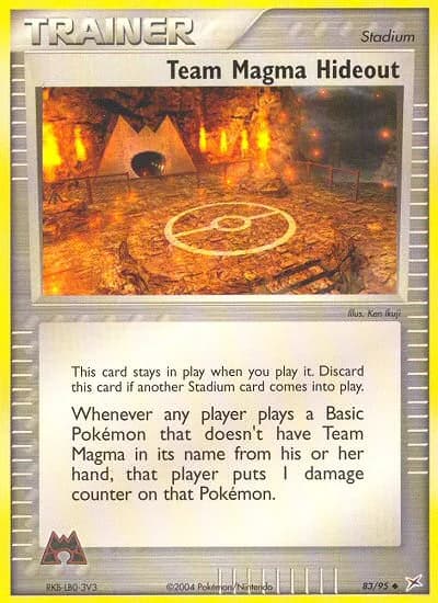 Team Magma Hideout card front, EX Team Magma vs Team Aqua 83/95