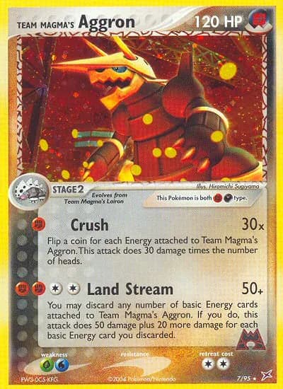 Team Magma's Aggron card front, EX Team Magma vs Team Aqua 7/95