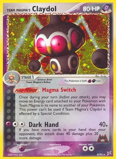 Team Magma's Claydol card front, EX Team Magma vs Team Aqua 8/95