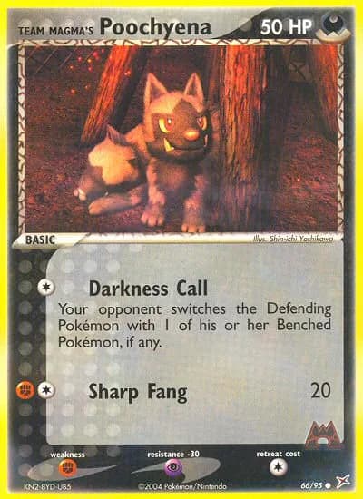 Team Magma's Poochyena card front, EX Team Magma vs Team Aqua 66/95