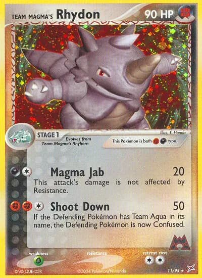 Team Magma's Rhydon card front, EX Team Magma vs Team Aqua 11/95