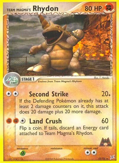 Team Magma's Rhydon card front, EX Team Magma vs Team Aqua 22/95