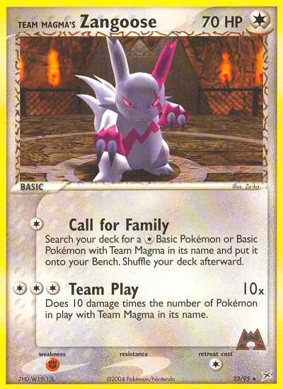 Team Magma's Zangoose card front, EX Team Magma vs Team Aqua 23/95