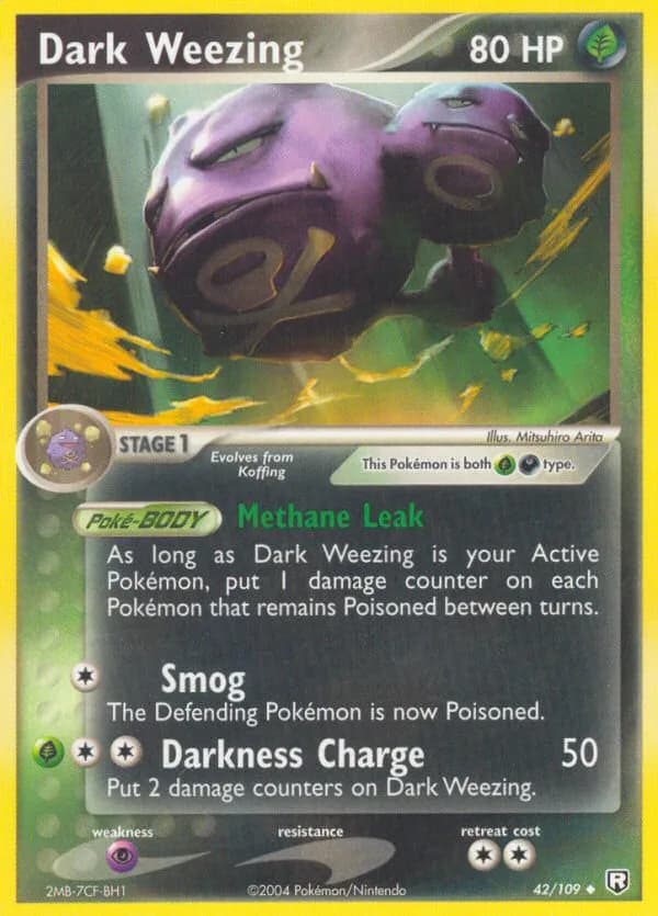 Dark Weezing card front, EX Team Rocket Returns 42/109