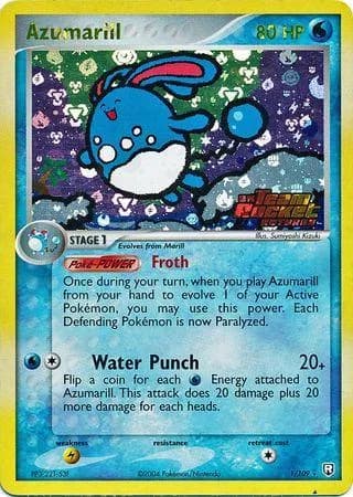 Azumarill reverse holo card front, EX Team Rocket Returns 1/109