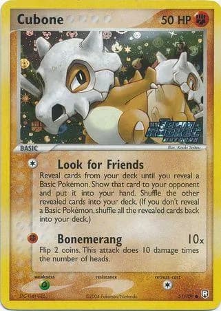 Cubone reverse holo card front, EX Team Rocket Returns 51/109
